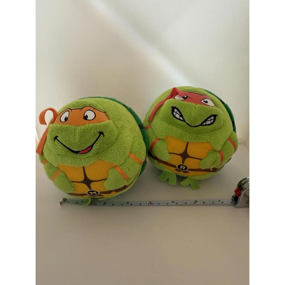 TY Beanie Babies Ballz TMNT Raphael & Michaelangelo Plush